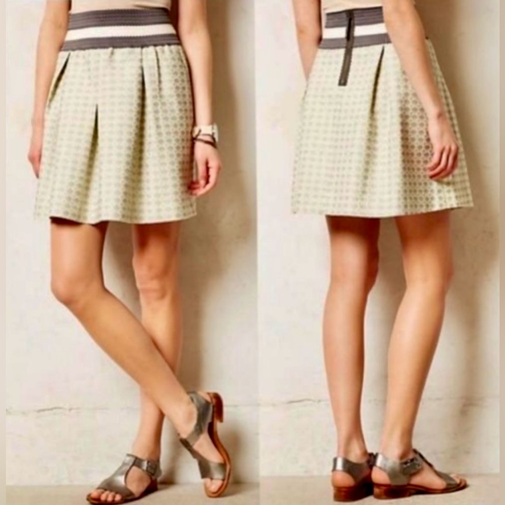 Maeve Gray and Cream Polka Dot Skater Skirt